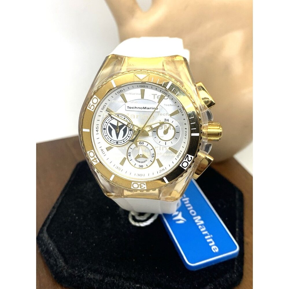 Technomarine Women's Watch TM-118133 Quartz Silver Gold White Rubber Strap 40mm